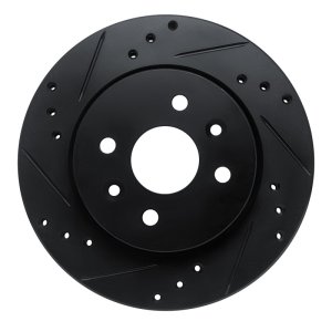 Kia Spectra Brake Rotor (1) - Front Left - R1 Concepts - Drilled & Slotted - Black - `01-`03